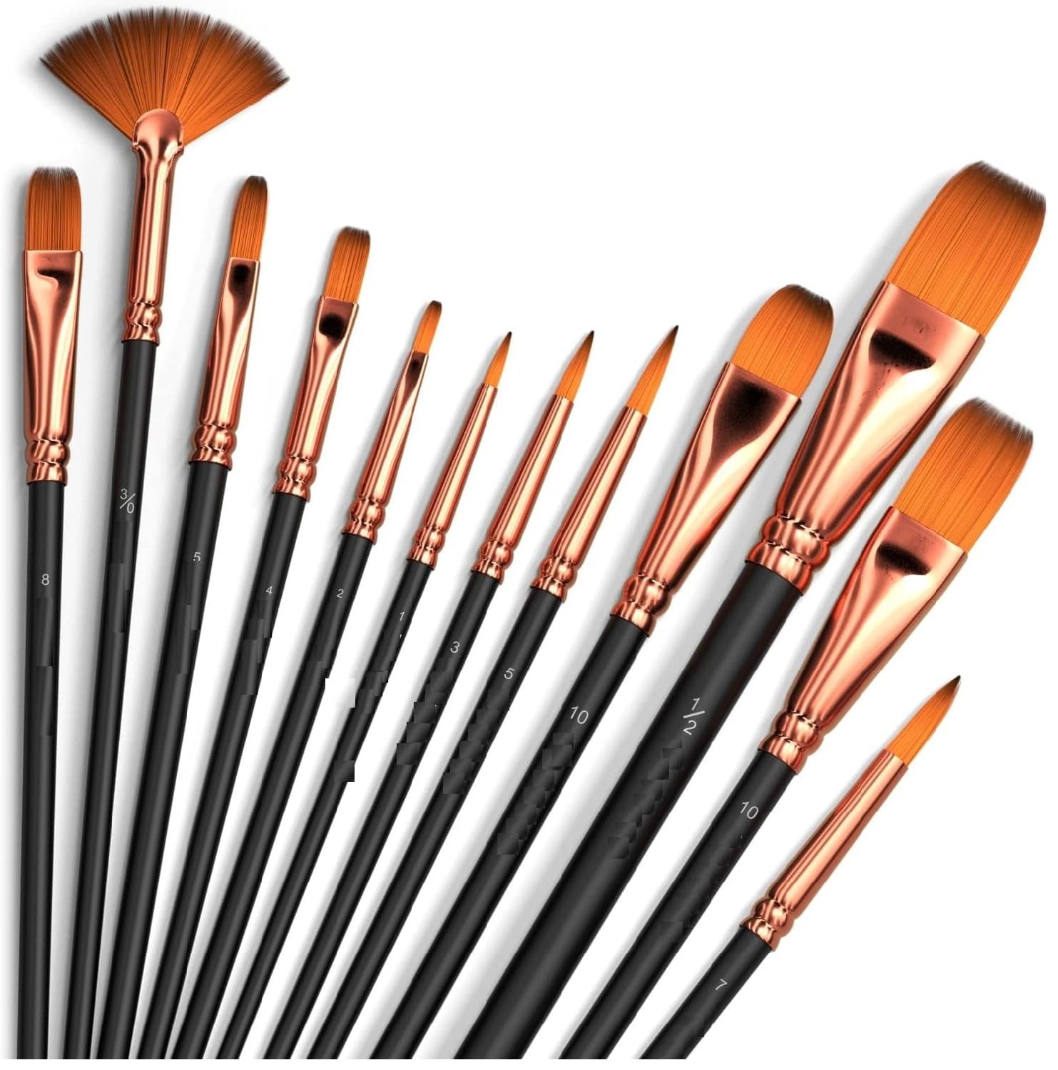 Set of 12 Professional Artist Paint Brush for Kids, Adults Fabulous for Canvas, Watercolor & Fabric - for Beginners and Professionals - Great for Water, Oil or Acrylic Painting